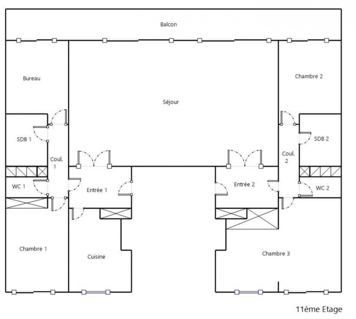 Crossing apartment 133m2 last floor balcony 4 bedroom