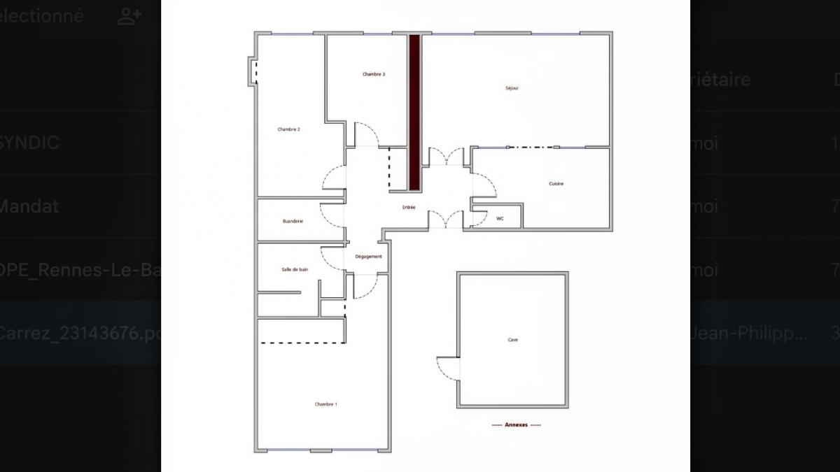 Vue dégagée appartement ancien rénové 3 ch