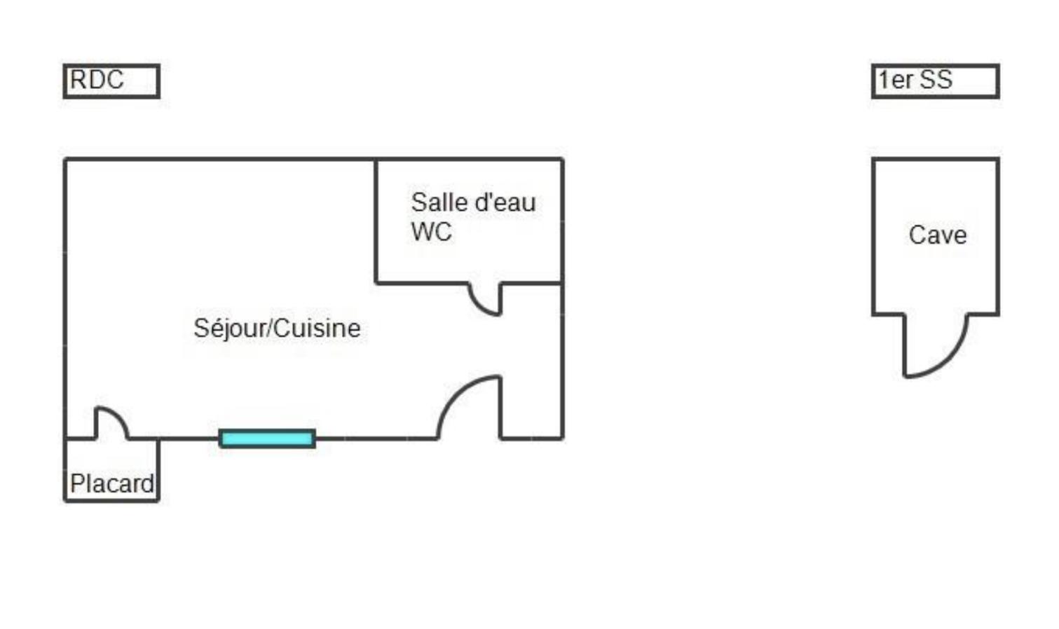 Studio apartment to renovate, 19m2, overlooking courtyard