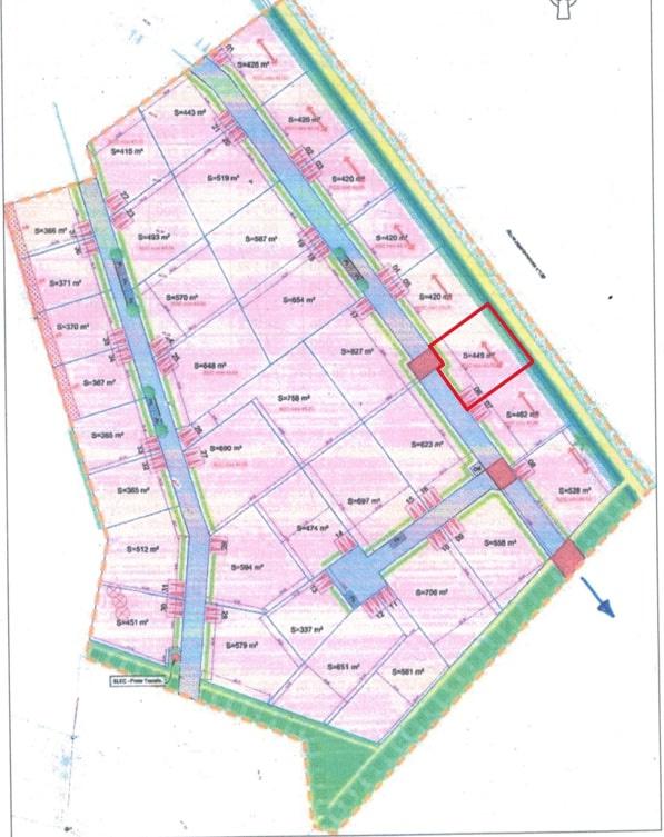 Terrain borné viabilisé 449m2 à construire centre à pied