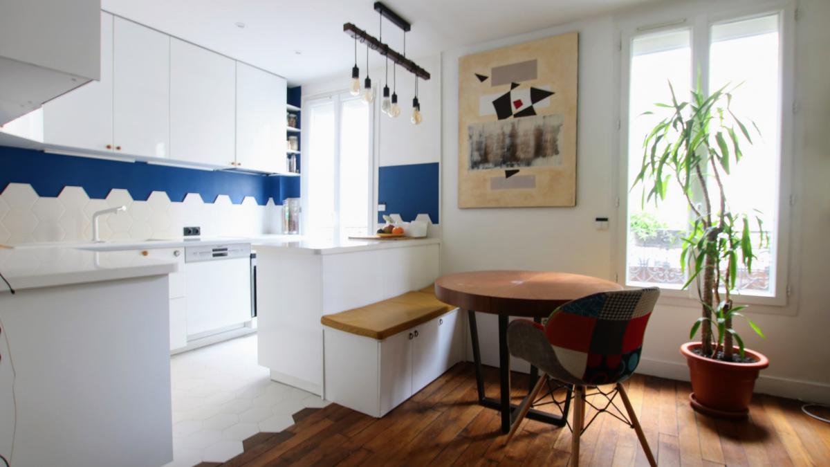 Lamarck appartement rénové lumineux 2 ch + cave